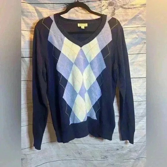 St. John’s bay checkered long sleeve sweater - Picture 1 of 6